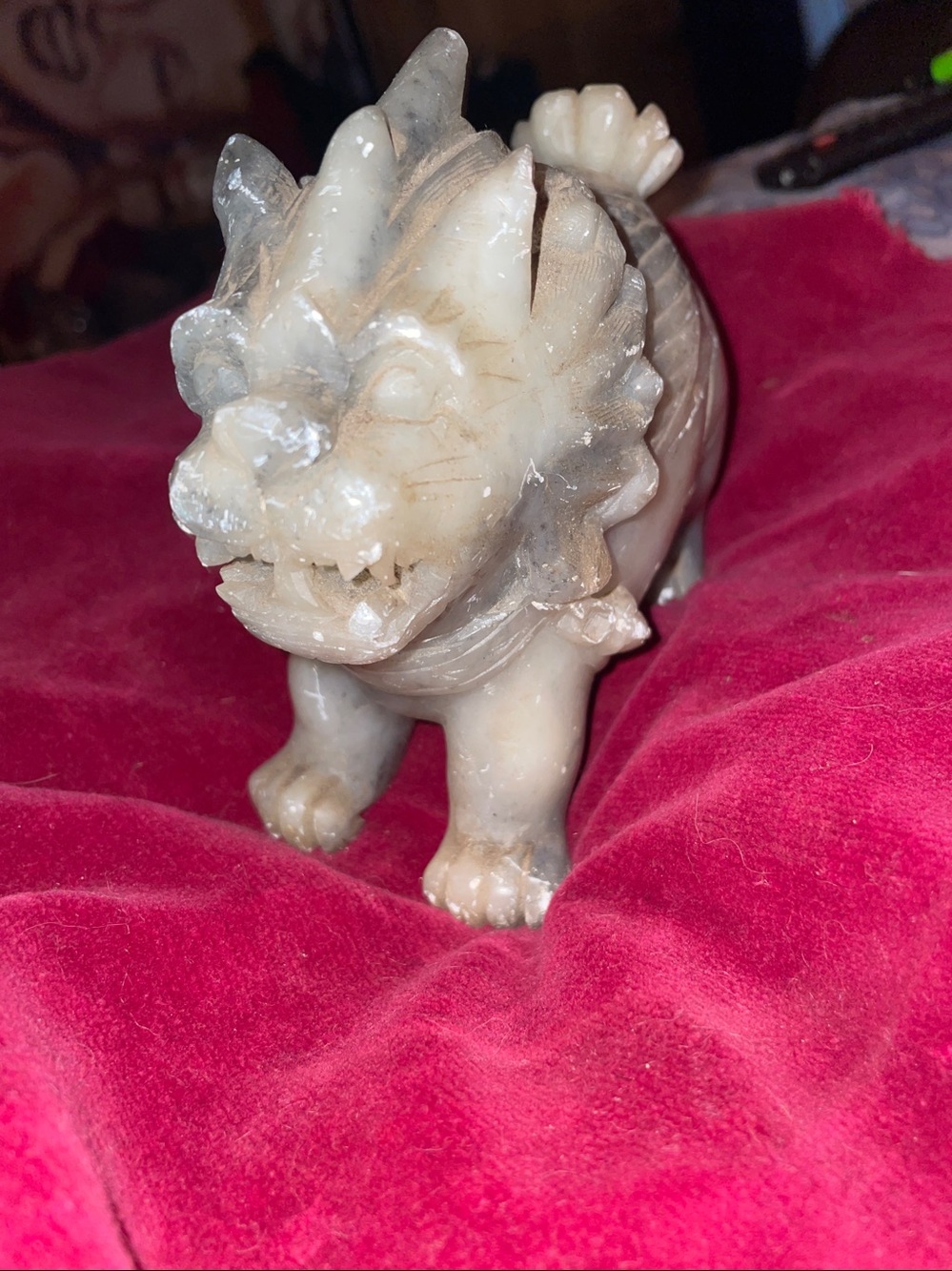 Handcrafted Cream Stone Dog Figurine - Decorative Pet Accent